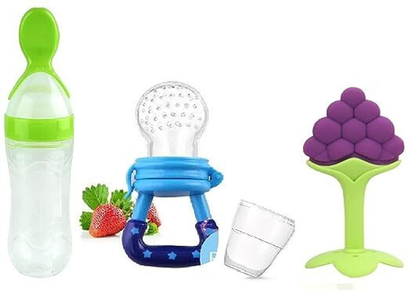 Aabhir Trader Baby Food Fruit Nibbler Feeder Teether for 6 to 12 Months Baby Bpa Free Combo - Silicon(Multicolor)