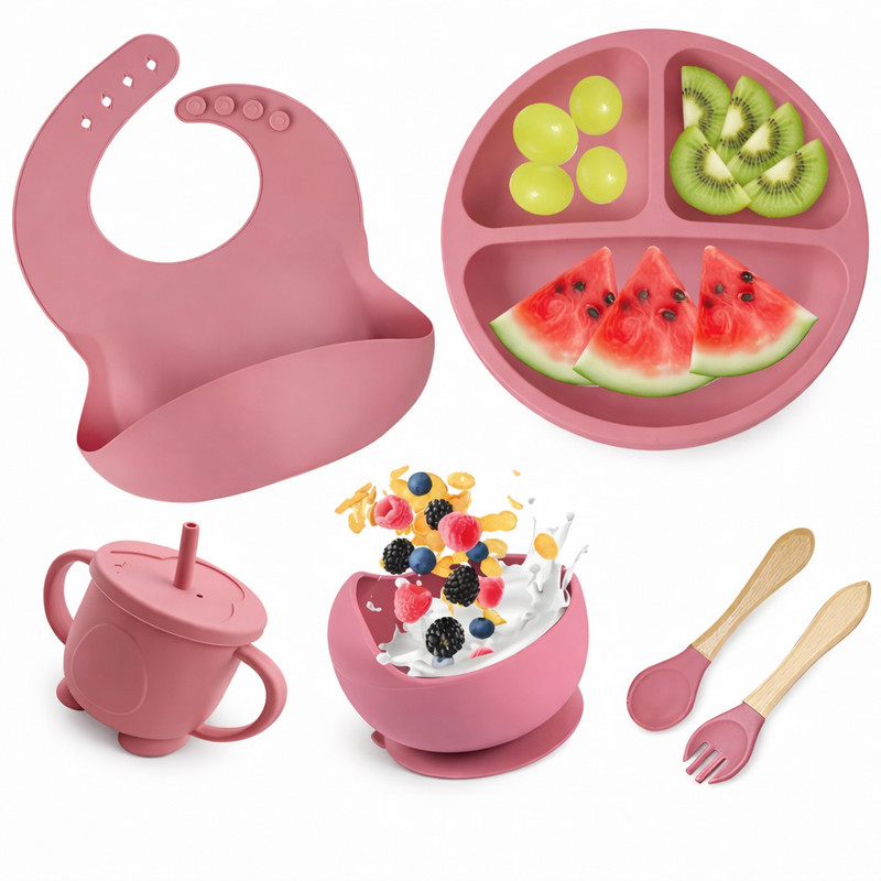 hanvion Silicone Feeding Set 6P –PINK  - Silicone(Pink)