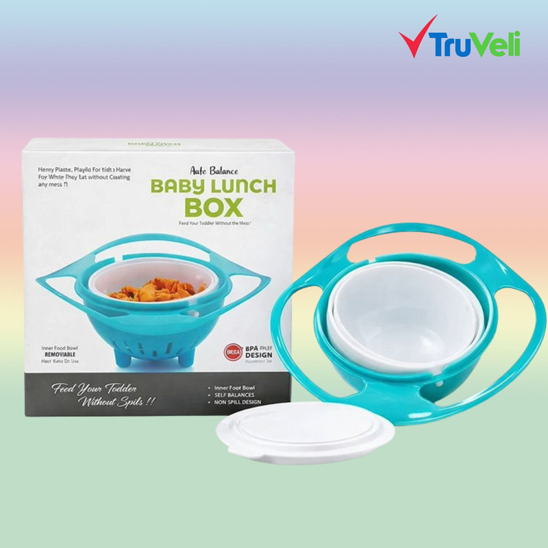 TruVeli Kids Gyro Bowl with 360° Rotation | Spill Proof Feeding Bowl - abs plastic(Multicolor)