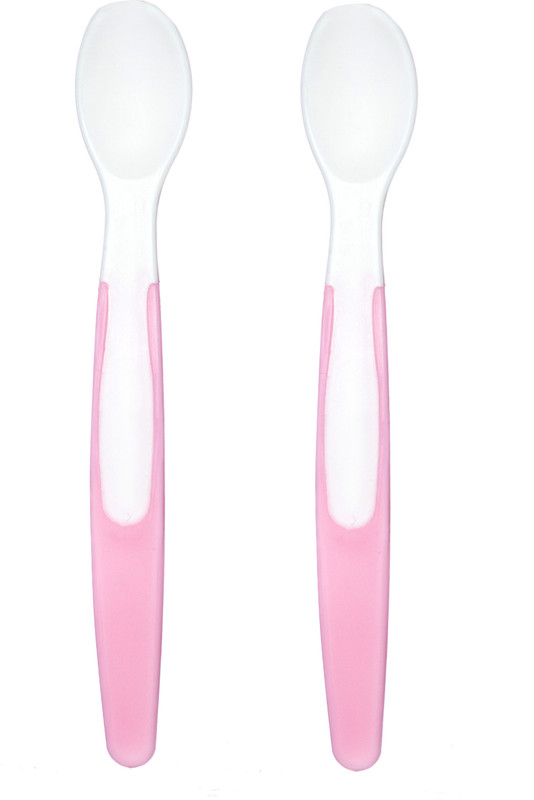 Bubbles Baby Feeding Spoon Set of 2 Bpa Free Material with Food Grade Silicone Tip  - Silicon(Pink)