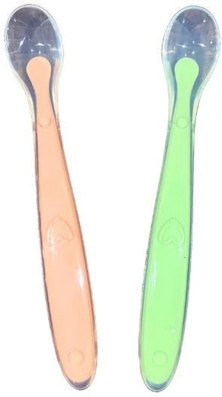 LAV Baby Silicone Spoon Pack of 2  - Silicone(Green, Pink)