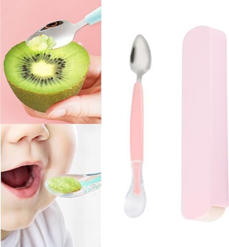 Sproutspoon Double Head 2 In 1 Silicone Baby Soft Tip Spoon & Stainless Steel  - Silicone, stainless steel(Multicolor)