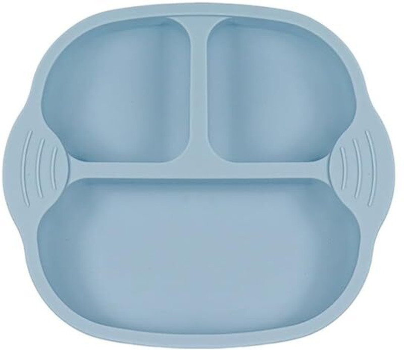 Naidev Baby Plates Unbreakable Divided Suction Plate for Rice Fruits  - Silicone(Blue)