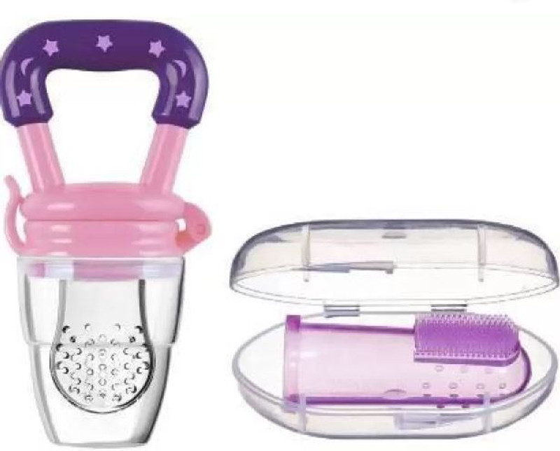 Royal krafts Combo of Fruit nibbler Pacifier and Finger Brush  - Silicon(Multicolor)