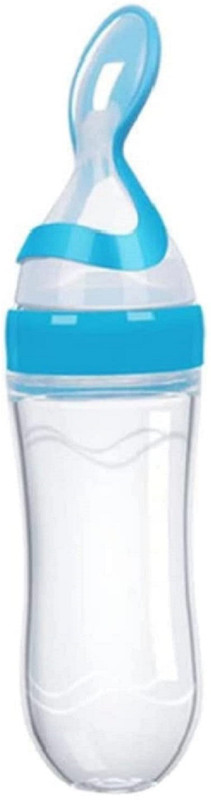 BUMBOOZA Silicone Squeeze Feeder with Spoon A4  - SILICONE(Green & Blue Colour)