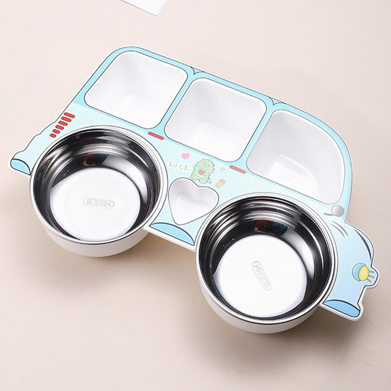 Bembika Non-Toxic, Compact Kids Crockery Set with Safety Utensils for Tiny Hands  - Stainless Steel(Blue)