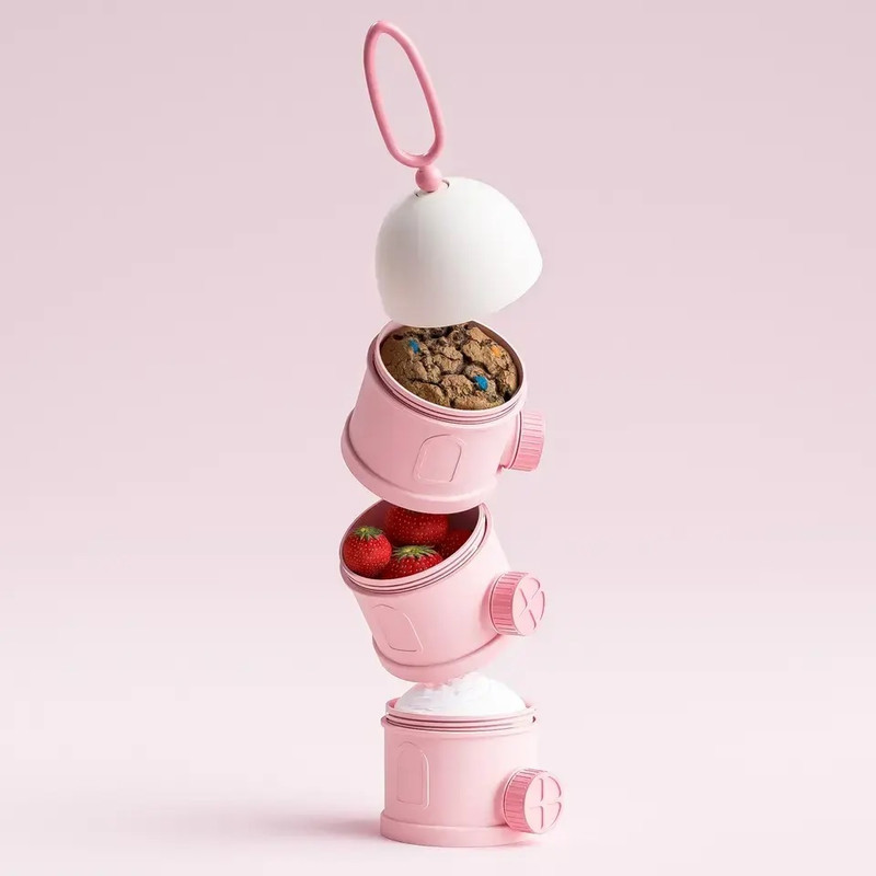 JUBLYN 3-Layer Stackable Tower Milk Powder Dispenser with Side Pour Spout (4) - Plastic(Multicolor)