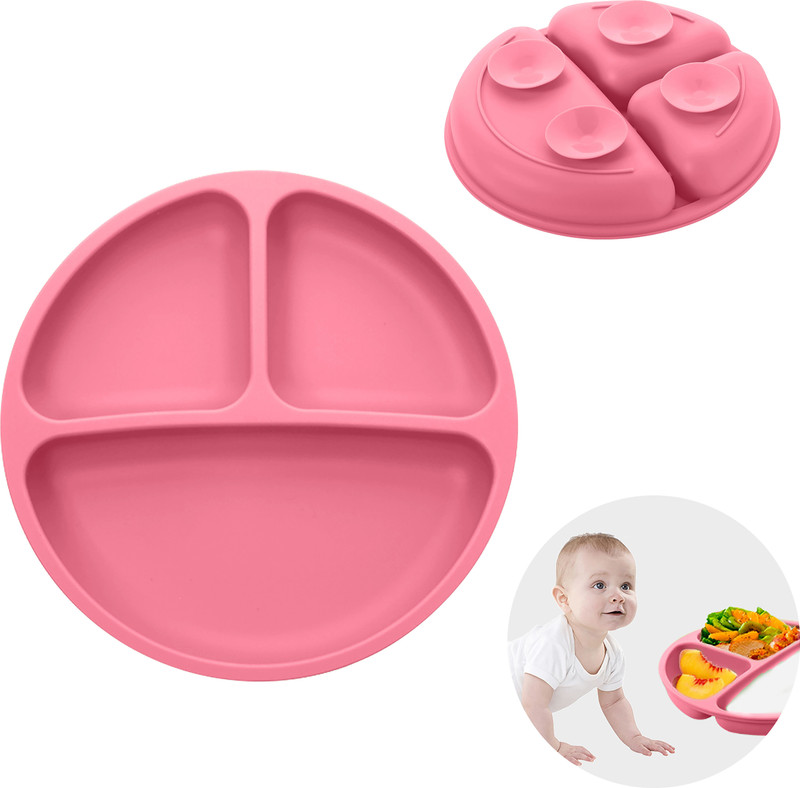 TONY STARK Silicone Suction Plate, 4 Strong Suction Cups for Baby,Kids,Toddler for Feeding  - Silicone(Pink)