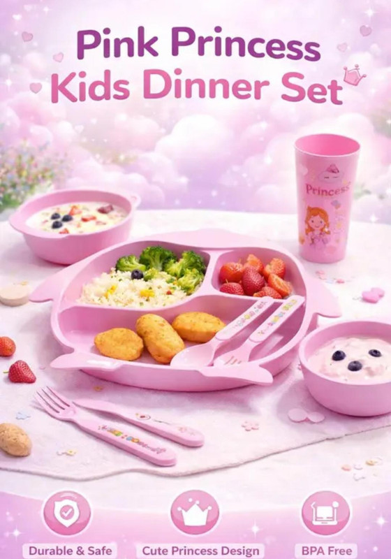 pavoa 6-Piece Pink Kids Dinnerware Set  - Plastic(Pink)