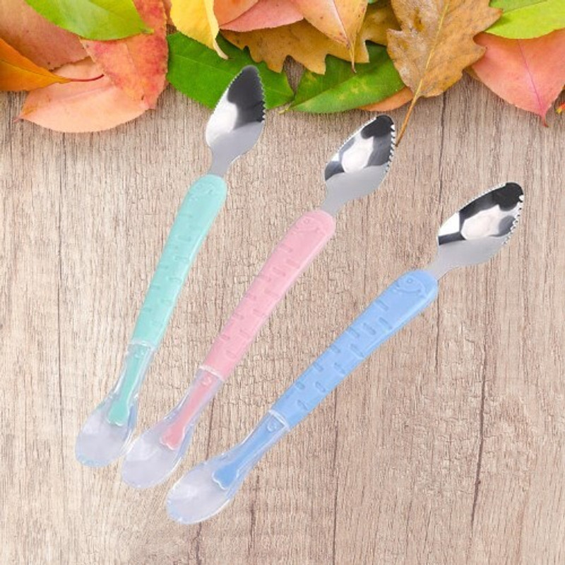 Vadhavan 3pc Silicone Baby Fruit Spoon Scraper for Baby Feeding 2 in 1  - Plastic(Multicolor)