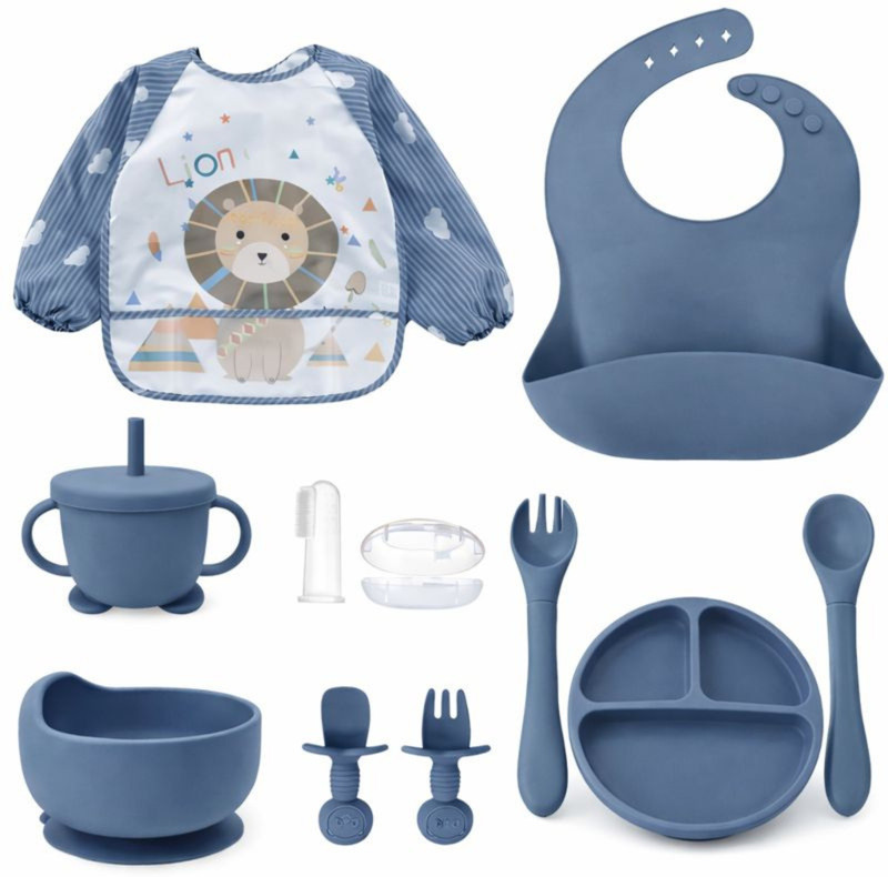 SPY KIDS Silicon baby feeding set| Pack of 6Pcs  - Silicon(Dark Blue)