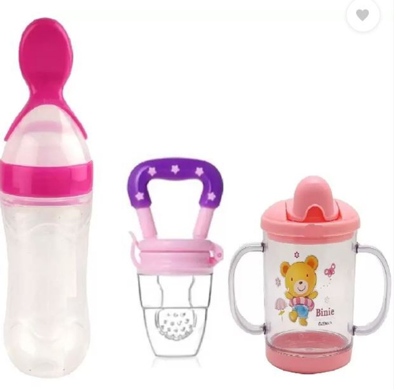 Royal krafts Combo of Fruit Pacifier, Feeding Spoon and Sipper (Pink) - Silicon(Pink)