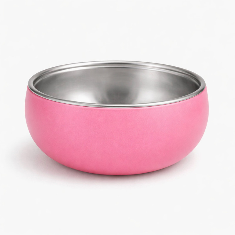 Mooues Premium Baby Feeding Bowl - Non-Slip Base | Safe for Toddlers and baby  - Stainless Steel Inner with Silicone Outer(Pastel Pink)