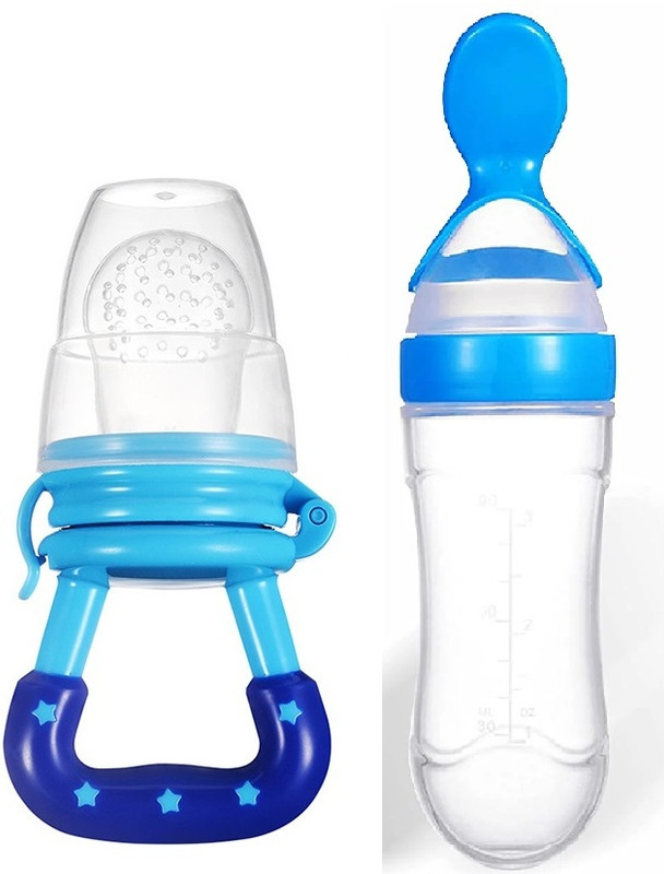 HM POINT Fruit Feeder Nibbler Nipples Pacifier Bottles for Babies Teether - Food Grade Plastic, Silicone(UTENSILS COMBO-03)