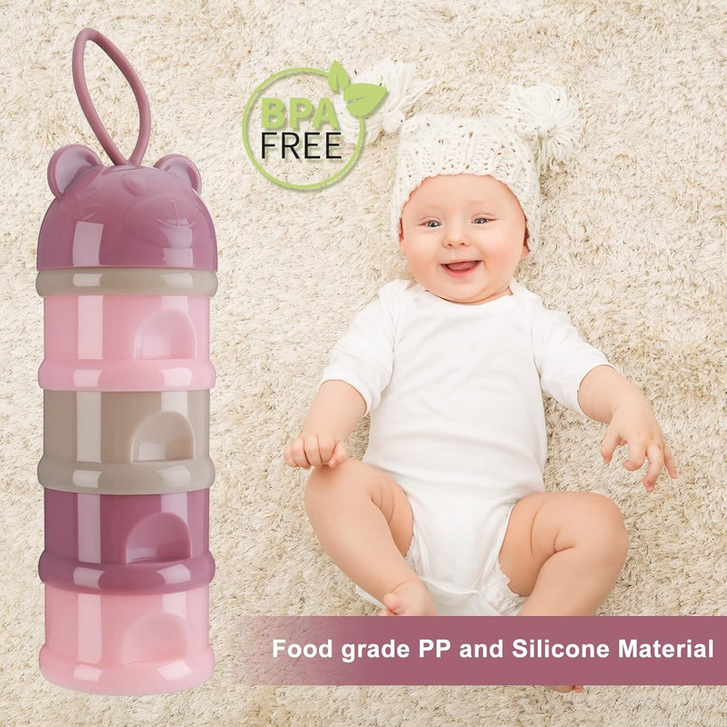 JUBLYN 4-Layer Portable Formula Dispenser Box for Travel, Baby Feeding & Snacks - PP(Multicolor)