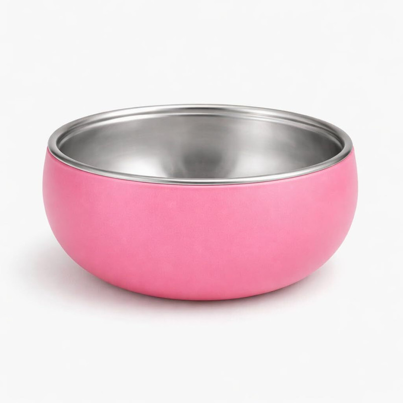 popqeen Stainless Steel Baby Feeding Bowl with Silicone Grip BPA Free Bubblegum Pink  - Silicone, Stainless Steel(Bubblegum Pink)