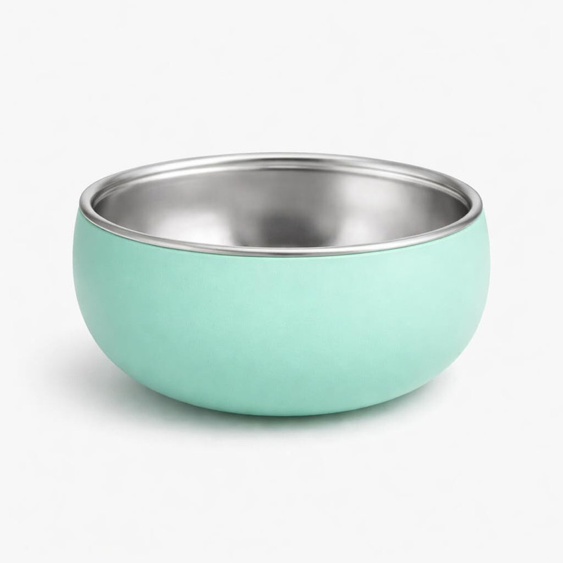 popqeen Stainless Steel Baby Feeding Bowl with Silicone Grip BPA Free Mint green  - Silicone, Stainless Steel(Mint green)