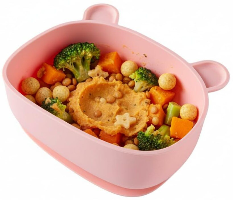 FunBlast Silicone Suction Bowl for Babies | Safe BPA-Free Feeding Bowl  - Silicone(Light Pink)