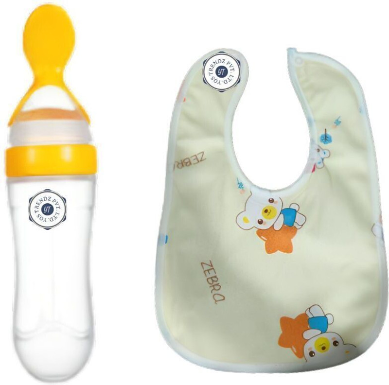 YOS TRENDZ yellow food feeder+Bib - Silicone(yellow food feeder+Bib)
