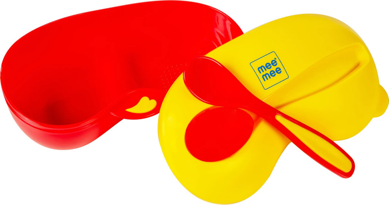 MeeMee Tight Feeding Bowl With Spoon (Red)  - Polypropylene Plastic(Red)