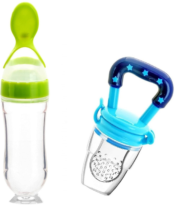 HM POINT Secure Grip Baby FOOD Feeding Healthy Eating  - Silicone(Spoon+Food Feeder)