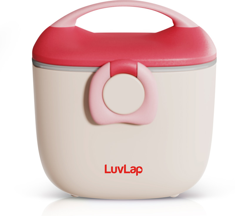 LuvLap Portable Milk Powder Container 310g, Baby Food Container with Spoon, BPA Free - Silicone(Red)