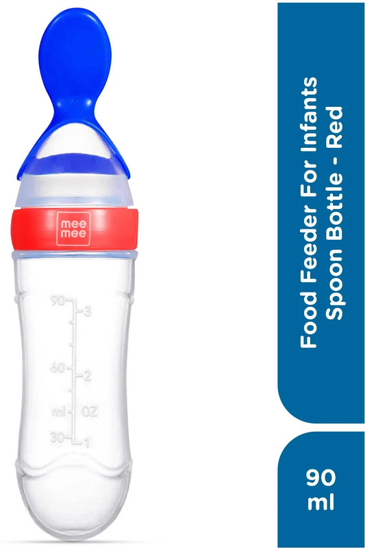 MeeMee Baby Food Feeder Mini Meal Silicone Spoon Bottle for 6+ Month Baby, BPA Free  - Silicone(Red)