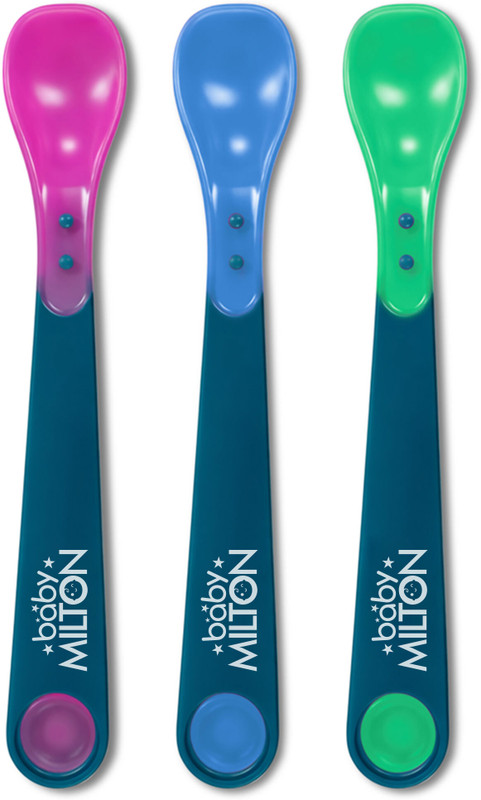 Milton Baby Heat Sensitive Feeding Spoon Set of 3, Silicone Material Tip Safe for Babies  - Plastic(Multicolor)