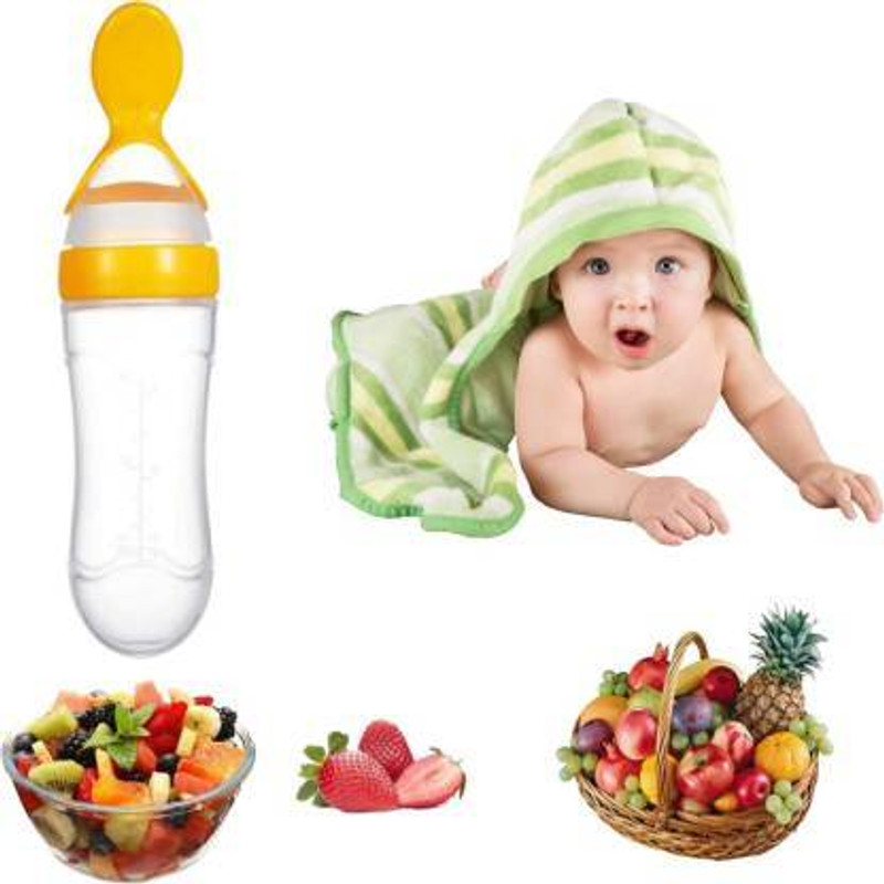 SuperStar Store Urban Baby Spoon Feeder Easy terilize & Travel - Silicone (Pink)  - Silicone(Yellow)