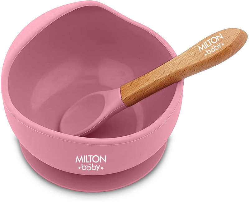 Milton Baby Silicone Suction Bowl With Spoon I BPA Free- Food Grade Material, Pink  - Silicone(Pink)