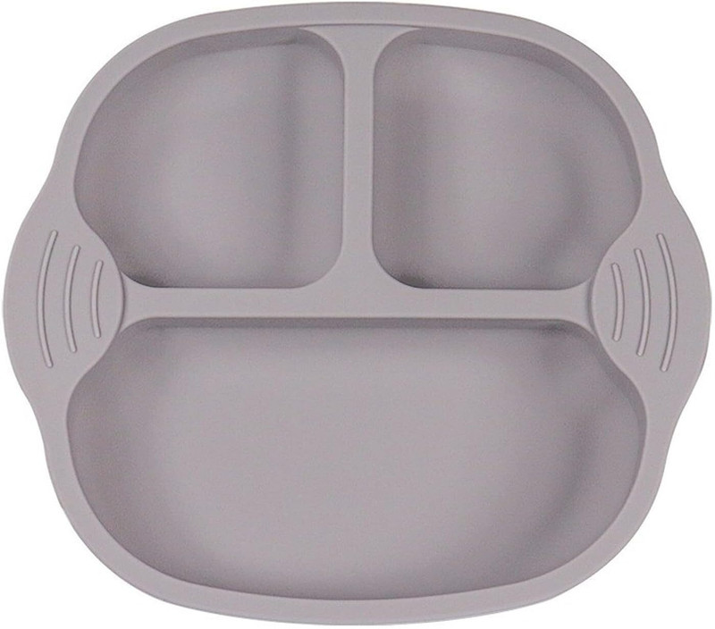 PLENARO Suction Plate for Toddler,Silicone Baby Weaning Set,Non Slip Divided Plates  - Silicone(Grey)
