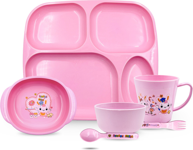 Plast boy Plate Gift Set - BFS 01 - Polypropelyne(Pink)