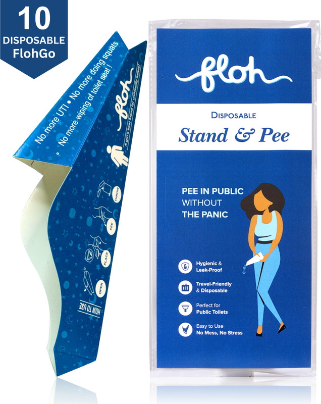 Floh Stand & Pee for Women-Hygienic,Travel-Friendly,for Public Toilets Disposable Female Urination Device(Blue, Pack of 10)