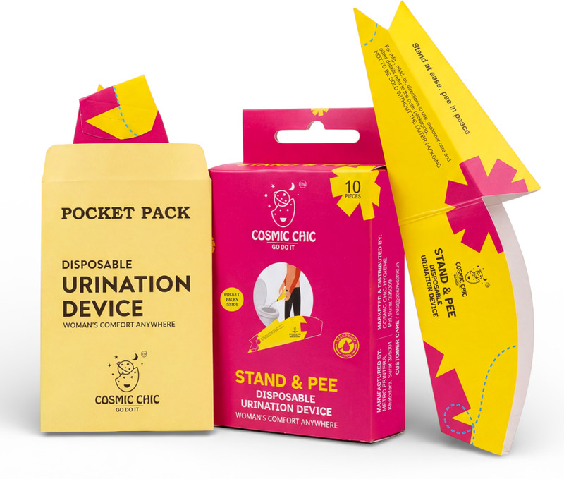 cosmic chic Stand & Pee for Women | Travel Hygiene | No Toilet Contact Disposable Female Urination Device(Yellow, Pink, Pack of 10)