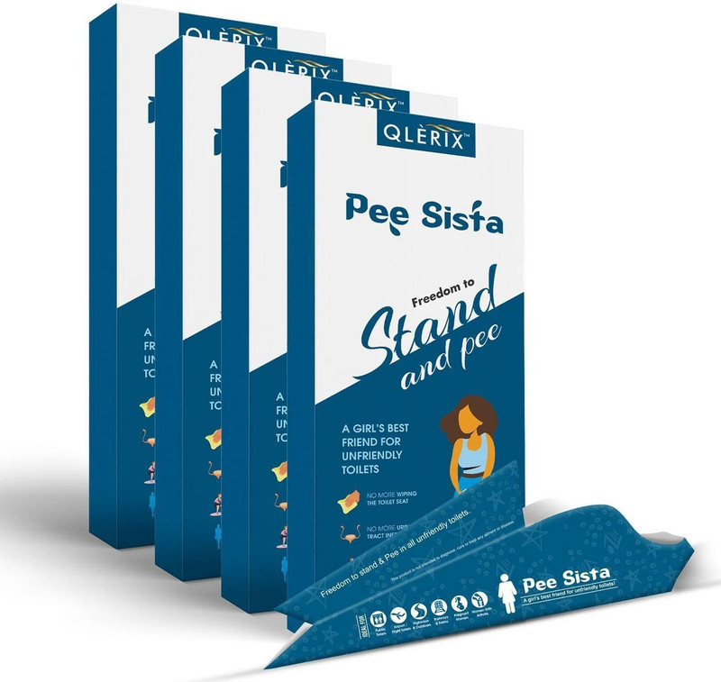 QLERIX Pee Sista Stand & Pee Paper Disposable Female Urination Device for Women| Infection free, Leak-proof Urine Funnels for Girls| Traveling,Outdoor Public Toilets Activities Disposable Female Urination Device(Blue, Pack of 10)