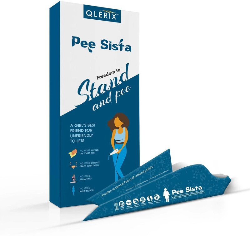 QLERIX Pee Sista Stand & Pee Paper Disposable Female Urination Device for Women| Infection free, Leak-proof Urine Funnels for Girls| Traveling,Outdoor Public Toilets Activities Disposable Female Urination Device(Blue, Pack of 10)