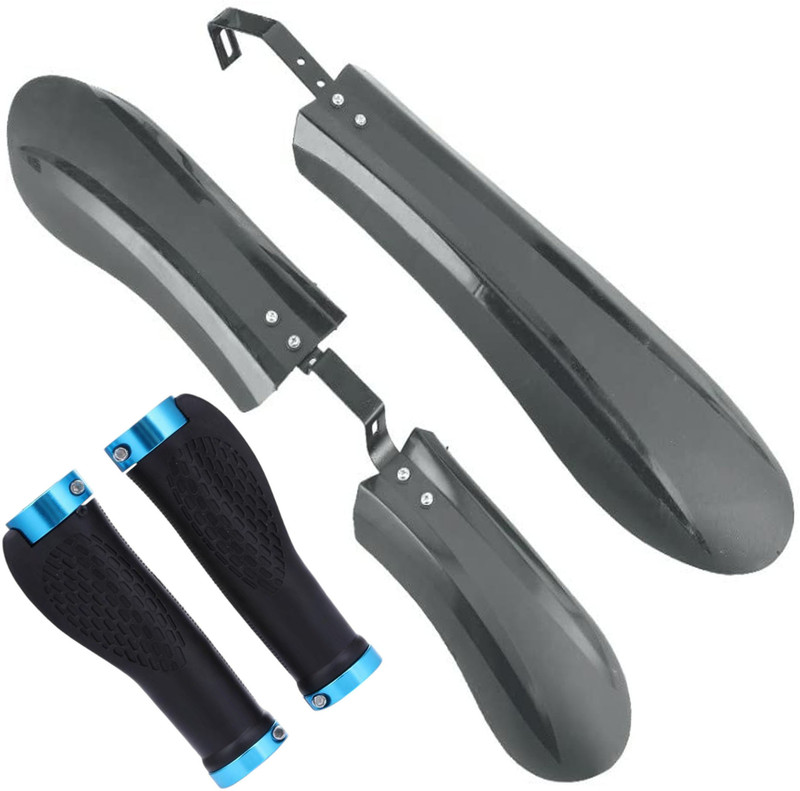 NSV Front & Rear Fat tyre Bicycle Mudguard With Cycle metal ring handle grip Full Length Front & Rear Fender(Black)