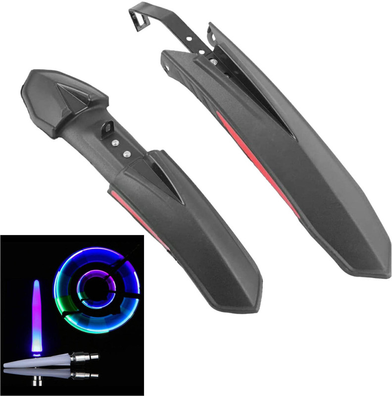 NSV Bicycle Front & Rear Mudguard With Iron Fitting With Cycle Multicolor Tyre Light Full Length Front & Rear Fender(Black)
