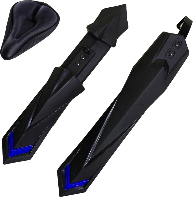 COZYCOOL Bicycle Front & Rear Mudguard with Long Patti Fitting And 1 Cycle Seat Cover Full Length Front & Rear Fender(Black, Blue)