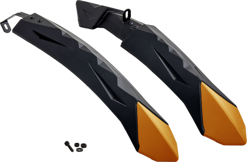 Dark Horse Bicycle DIAMOND Mudguard Fits 24",26", In Built Carrier Cycles also, METAL CLIP Clip-on Front & Rear Fender(Orange)