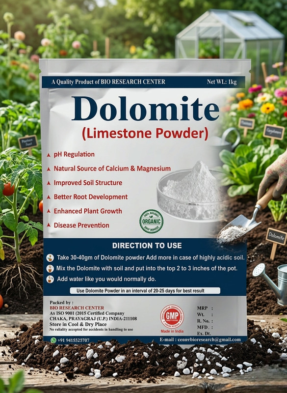 Bio Research Center Dolomite Limestone Powder for Plants & Soil Conditioner Organic Fertilizer(1 kg)