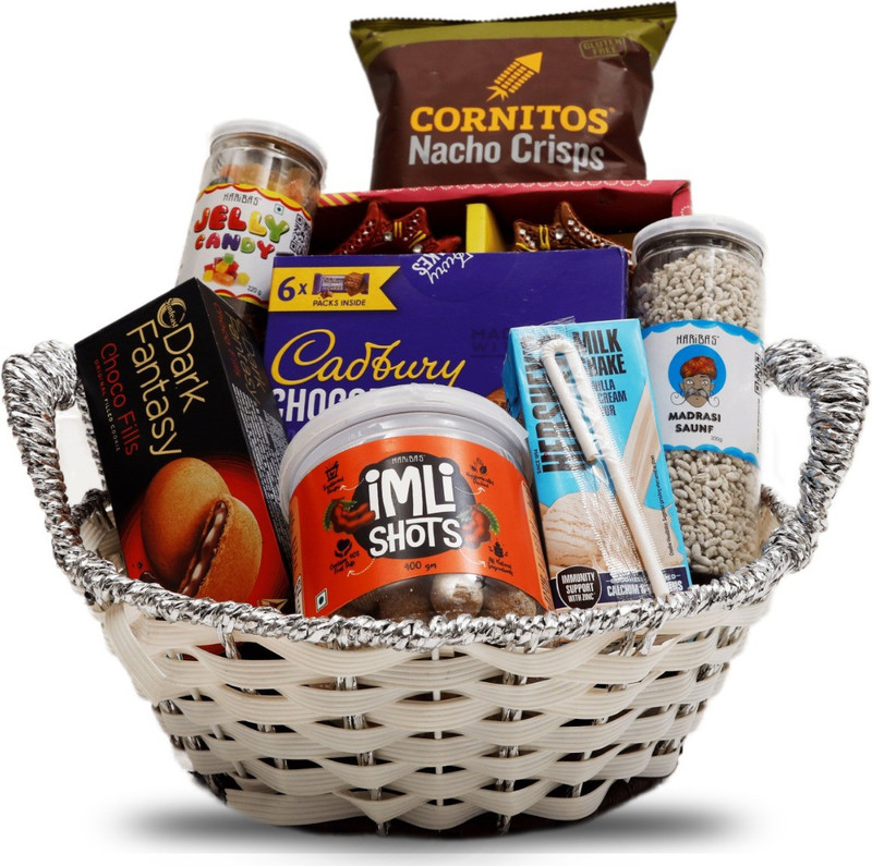 HARIBAS Diwali Hamper | Diwali Gift Hamper Basket | Chocolate, Food, Handcrafted Diya and Diwali Greeting Card Assorted Gift Box(Multicolor)