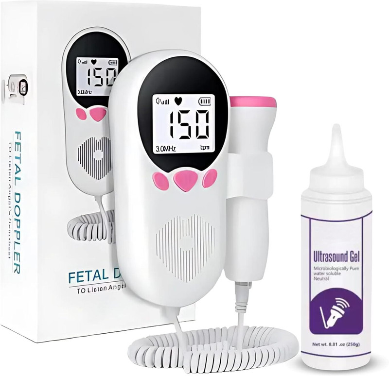 Aika Portable Fetal Doppler for Baby Heart Rate Monitor with 250ML Ultra Sound Gel Baby Monitor