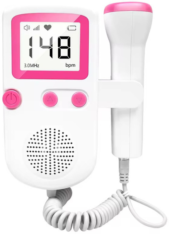 curecheck Baby Heartbeat Monitor, LCD Display, Accurate FHR Detection, Easy Home Use White Fetal Doppler