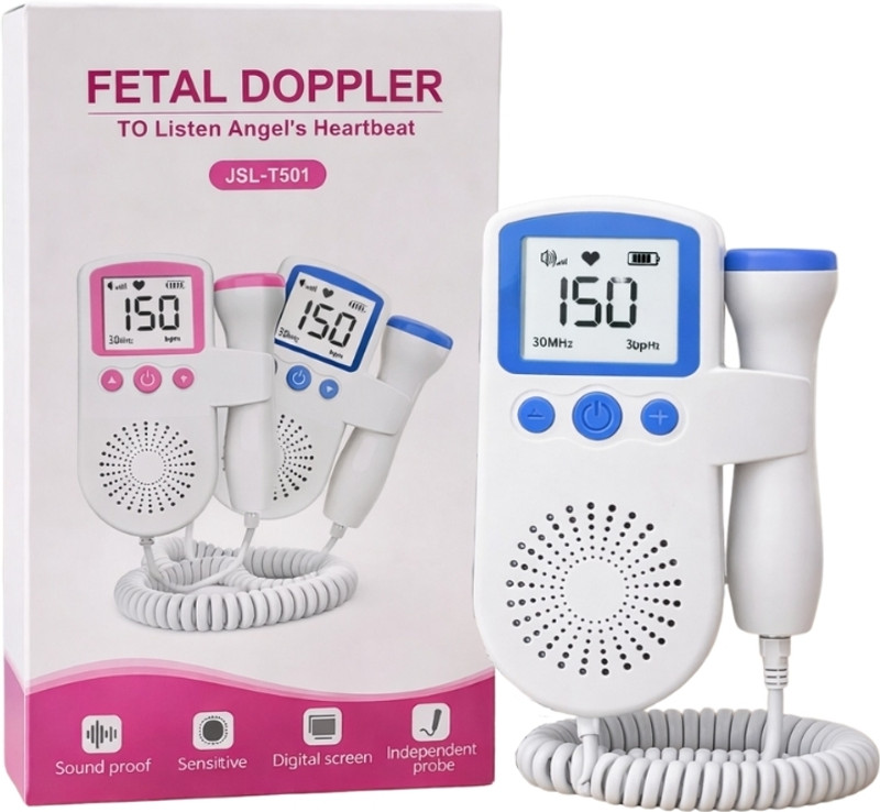 Bos Medicare Surgical Fetal Doppler Blue-White | Clear Audio, Accurate FHR, LCD Blue, White Fetal Doppler