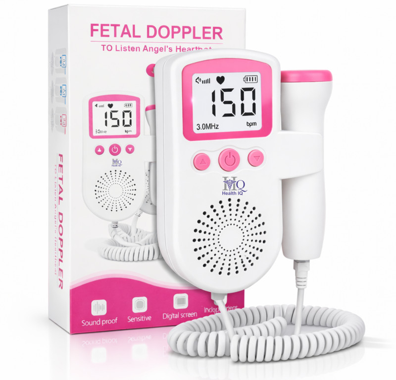 HealthIQ Health IQ Fetal Doppler Baby Heart Monitor for Pregnancy | Type C Support | Pink Fetal Doppler
