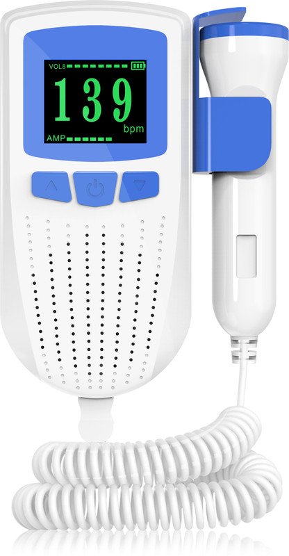 K-life Model FD-101 Professional Portable Parental Baby Heartrate Detection Monitor Heart Beat Sound Monitoring Machine with In-built Speaker & USB Cable White Fetal Doppler