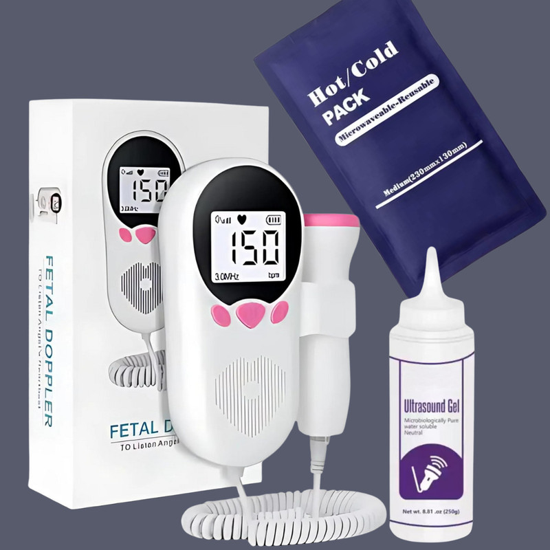 Balson Latest Baby Heart Rate Monitor Ultra Sound Device for Pregnancy & Hot/cold gel I Pink Fetal Doppler