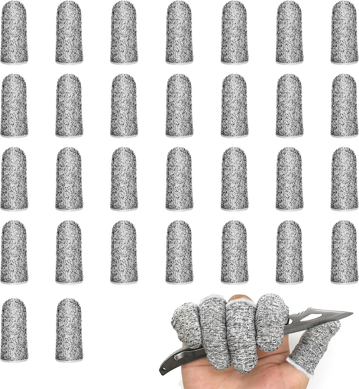 Zomei Cut Resistant Finger Cots Silver Reusable Protector Finger Sleeve(Pack of 30)