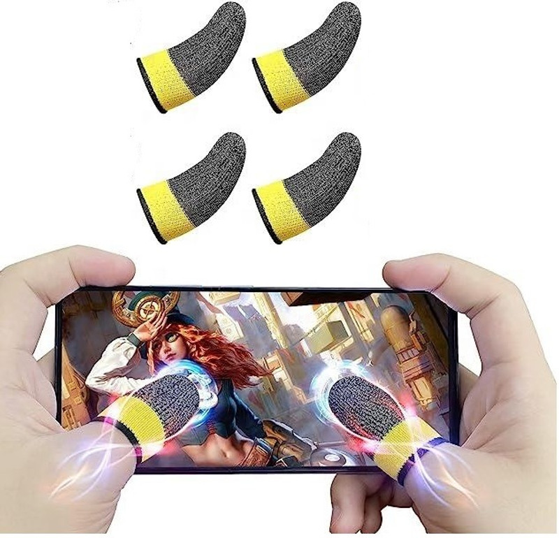 Jape Highly Sensitive Hand Game Finger Sleeve Ultra-Thin Anti-Sweat for Touch Screen Finger Sleeve(Pack of 4)